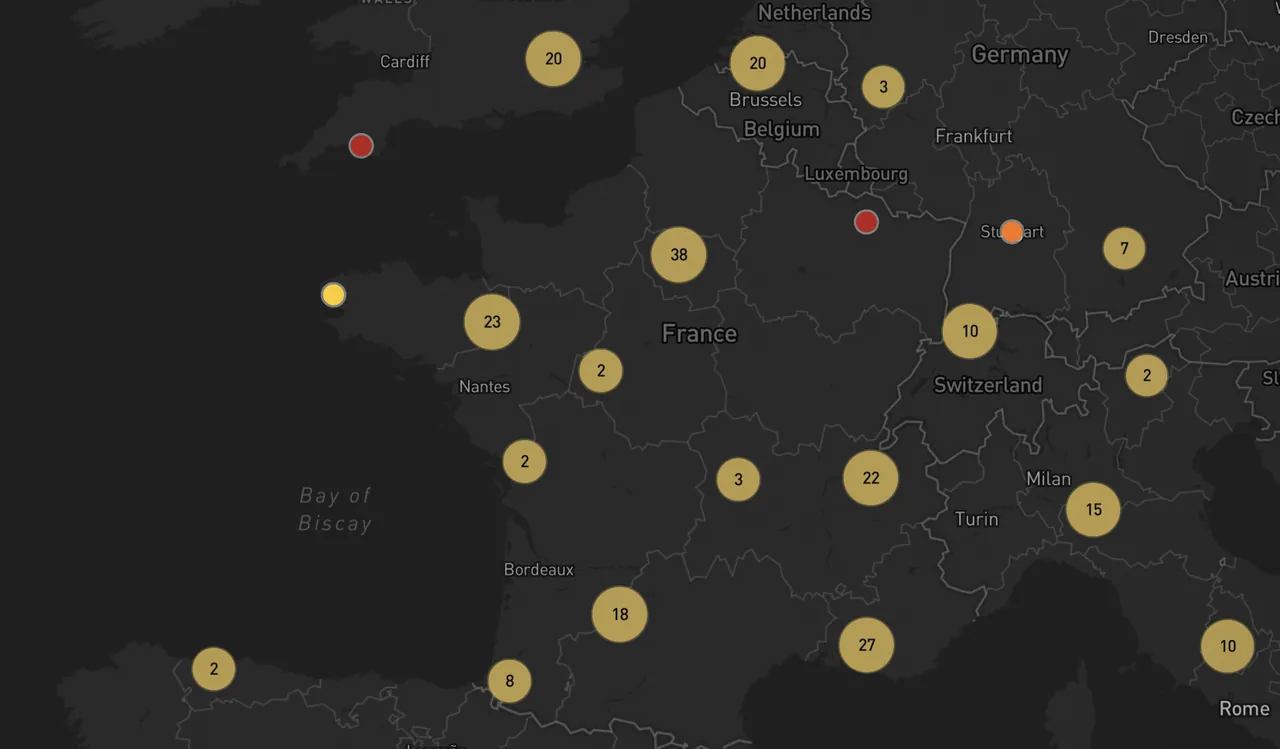 Clusters de revendeurs Beetobeez en France et en Europe